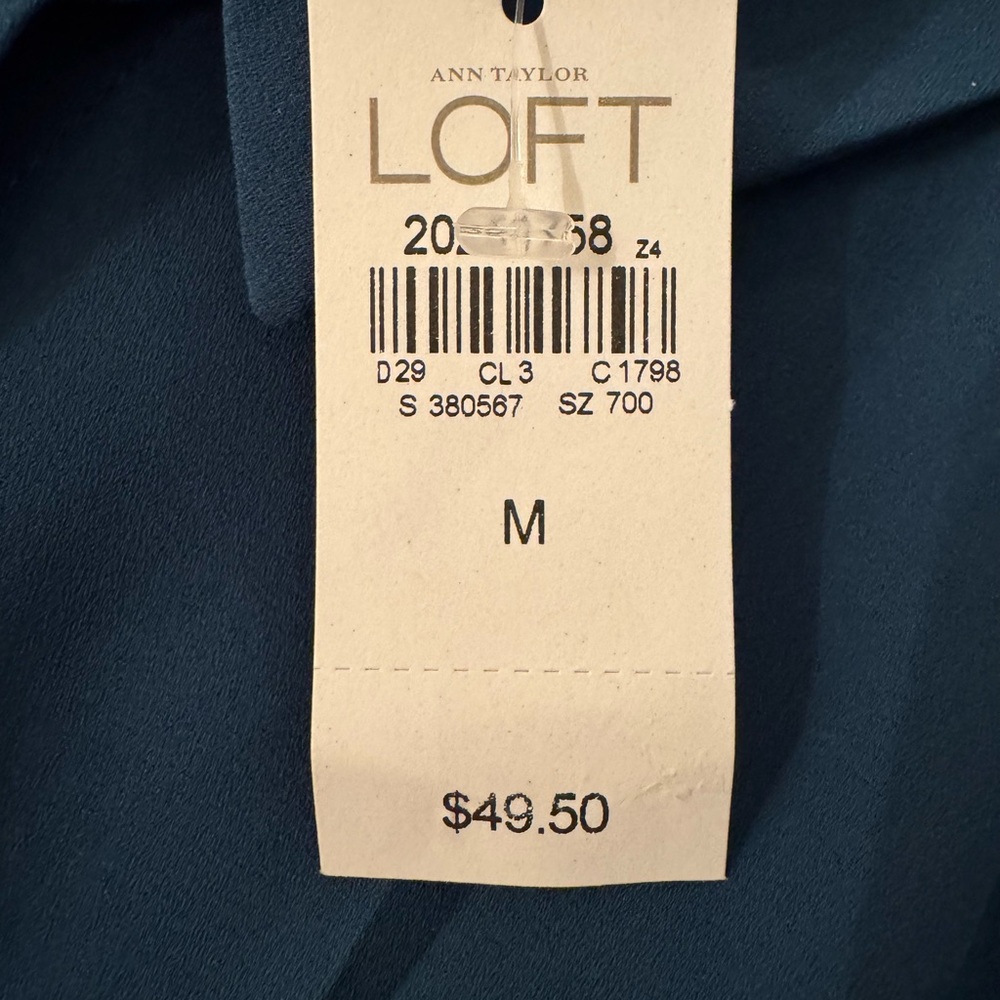 Loft Women's Teal Button-Front Blouse with Chest Pockets - Picture 5 of 5